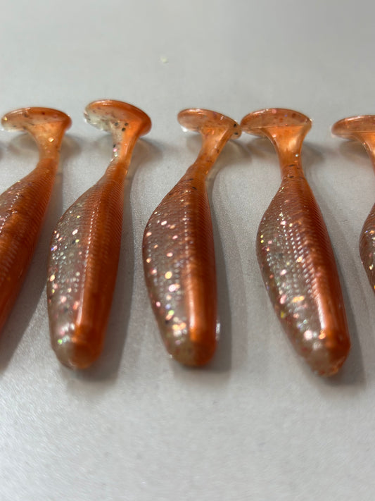 3.8" “Dirty Penny” Paddle Tail- 5PK Fishing Lures