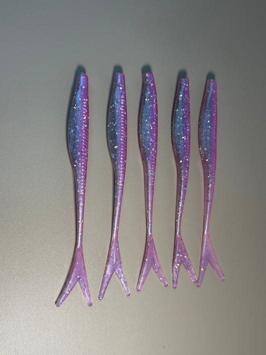 Pink Lightning – 5” Diamond Sparkle Soft Plastic Lure (5 Pack)