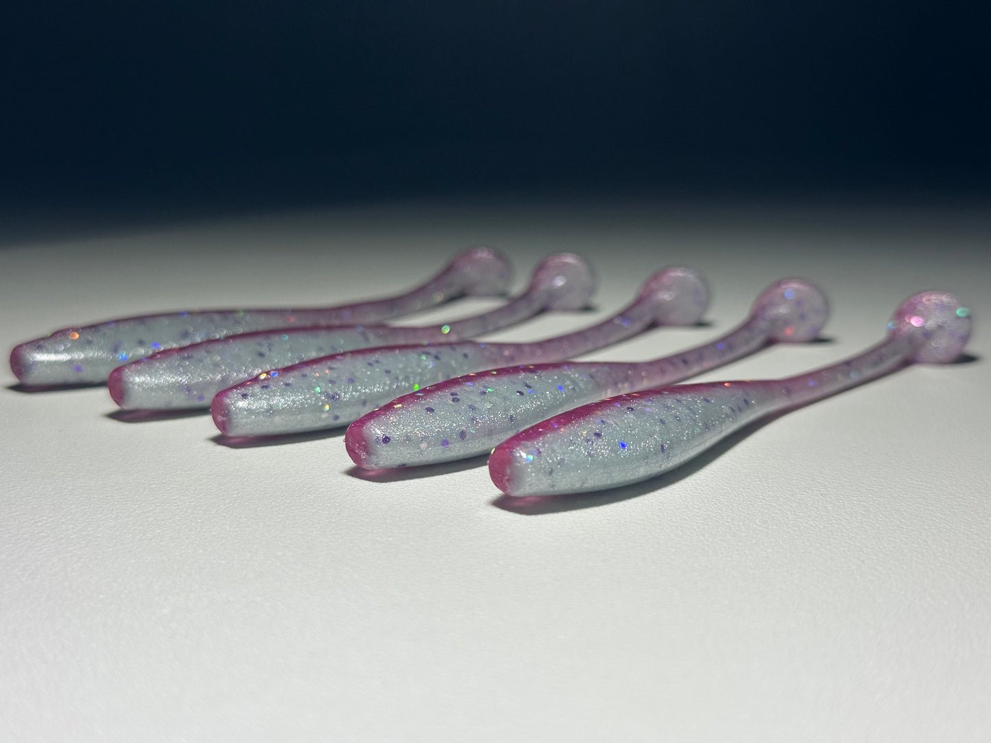 Cotton Candy Glow – 4.5” Dirty Shad Paddle Tail Soft Plastic (8-Pack)