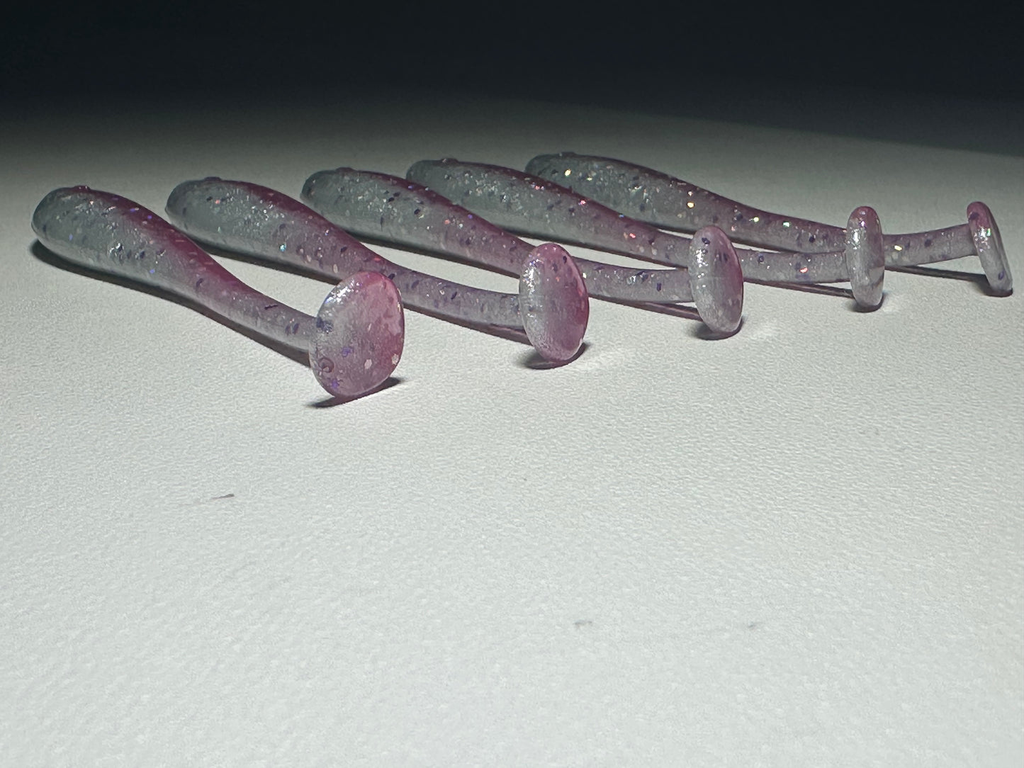 Cotton Candy Glow – 4.5” Dirty Shad Paddle Tail Soft Plastic (8-Pack)