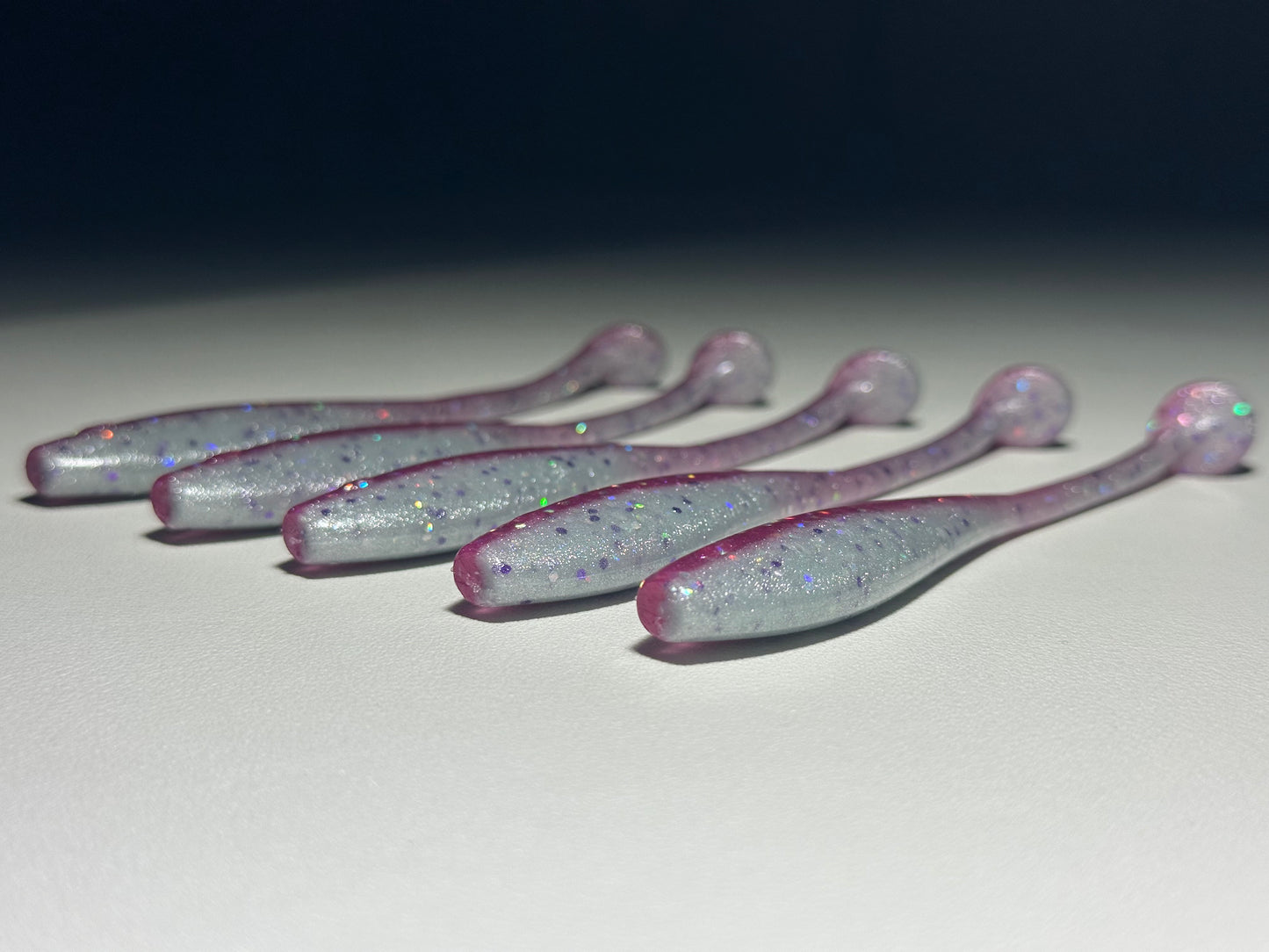 Cotton Candy Glow – 4.5” Dirty Shad Paddle Tail Soft Plastic (8-Pack)