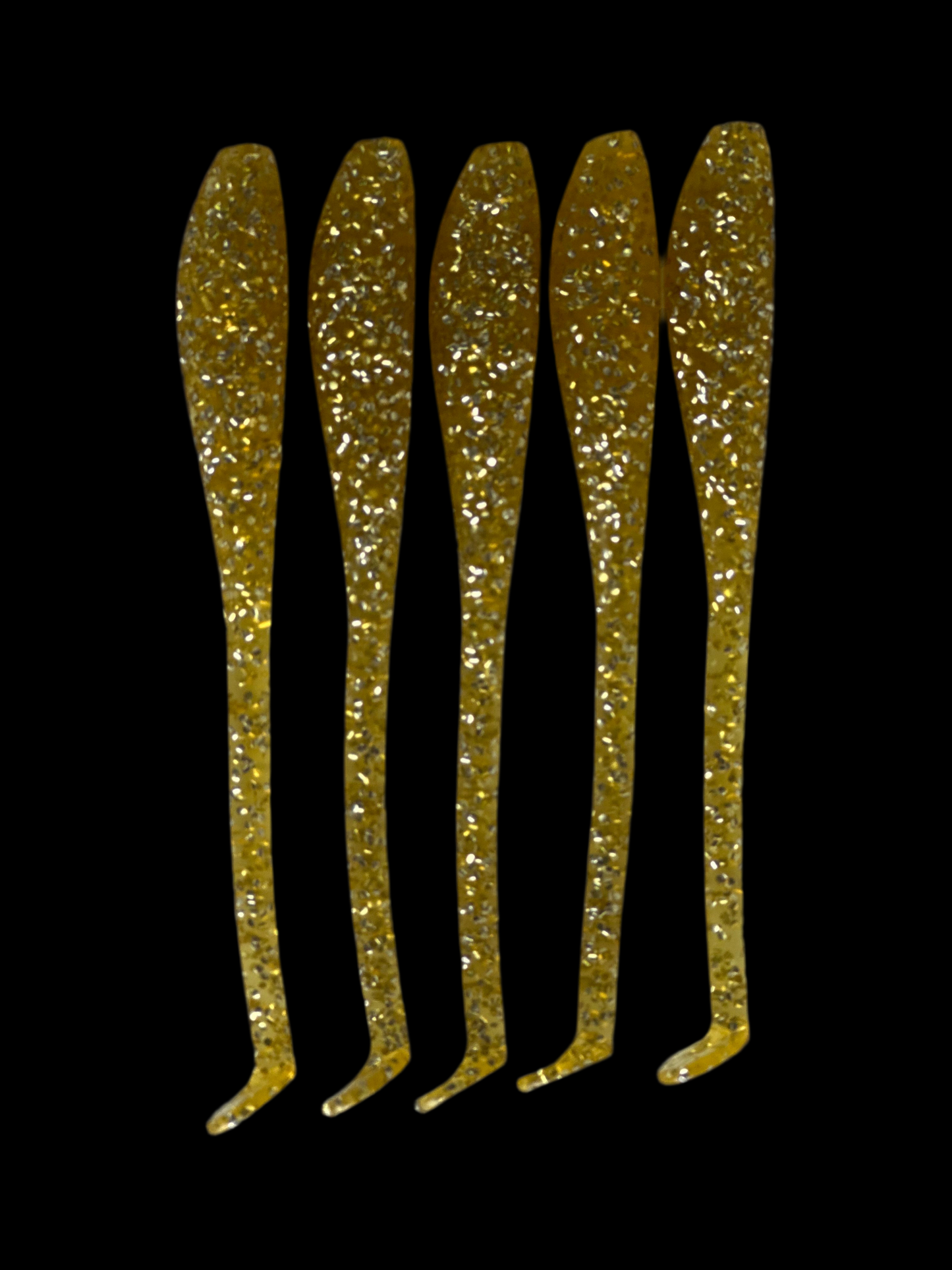 “Golden Ticket “ Soft Plastic Fishing Lures (10-Pack) – 5.5” Gold Glitter Paddle Tail for Trout, Redfish & Flounder