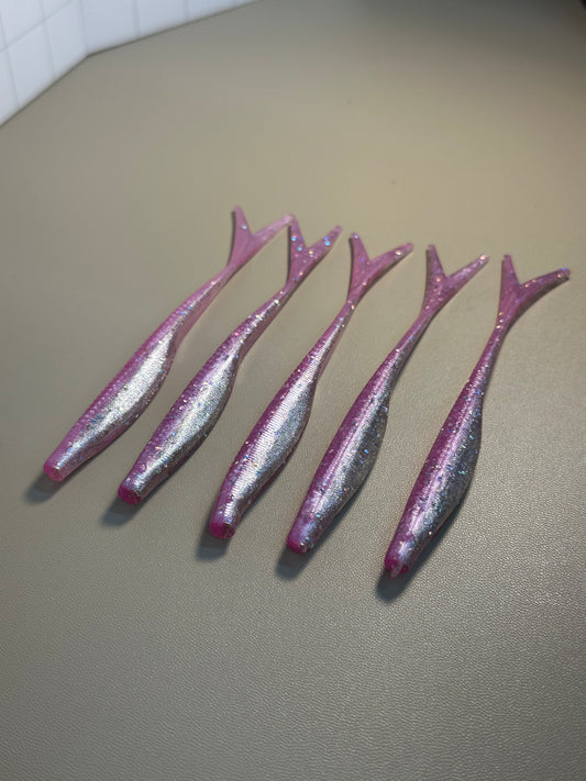 Pink Lightning – 5” Diamond Sparkle Soft Plastic Lure (5 Pack)