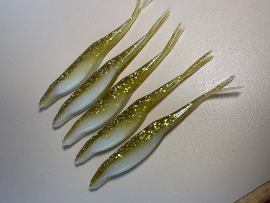 “Dirty Blonde 5” Fluke – 5-Pack Soft Plastic Lures for Redfish, Trout, Flounder & Bass”